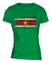 Suriname Distressed Flag Ladies T-Shirt