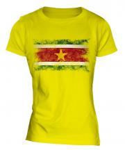 Suriname Distressed Flag Ladies T-Shirt