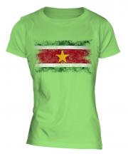 Suriname Distressed Flag Ladies T-Shirt