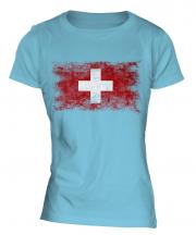 Switzerland Distressed Flag Ladies T-Shirt
