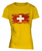 Switzerland Distressed Flag Ladies T-Shirt