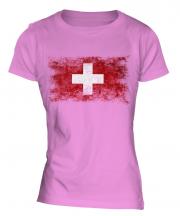 Switzerland Distressed Flag Ladies T-Shirt