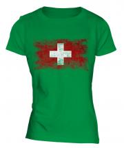 Switzerland Distressed Flag Ladies T-Shirt