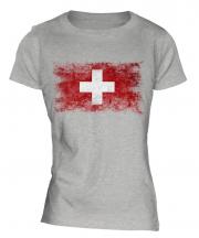 Switzerland Distressed Flag Ladies T-Shirt