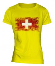 Switzerland Distressed Flag Ladies T-Shirt