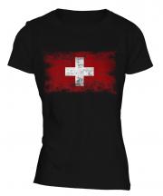 Switzerland Distressed Flag Ladies T-Shirt