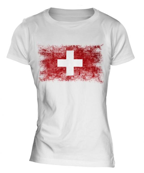 Switzerland Distressed Flag Ladies T-Shirt