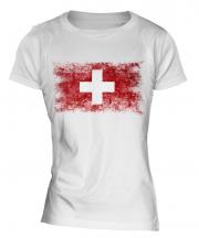 Switzerland Distressed Flag Ladies T-Shirt