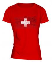 Switzerland Distressed Flag Ladies T-Shirt
