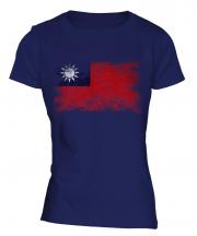 Taiwan Distressed Flag Ladies T-Shirt