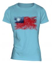 Taiwan Distressed Flag Ladies T-Shirt