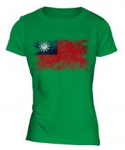 Taiwan Distressed Flag Ladies T-Shirt