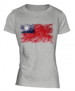 Taiwan Distressed Flag Ladies T-Shirt