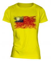 Taiwan Distressed Flag Ladies T-Shirt