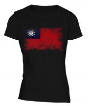 Taiwan Distressed Flag Ladies T-Shirt