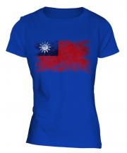 Taiwan Distressed Flag Ladies T-Shirt
