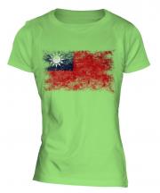 Taiwan Distressed Flag Ladies T-Shirt