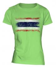 Thailand Distressed Flag Ladies T-Shirt