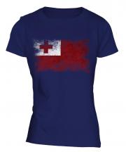 Tonga Distressed Flag Ladies T-Shirt