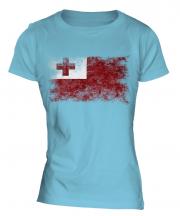 Tonga Distressed Flag Ladies T-Shirt