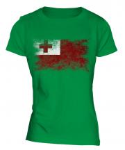 Tonga Distressed Flag Ladies T-Shirt