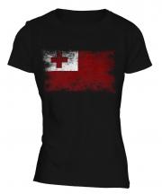 Tonga Distressed Flag Ladies T-Shirt