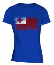 Tonga Distressed Flag Ladies T-Shirt