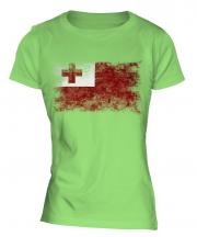 Tonga Distressed Flag Ladies T-Shirt