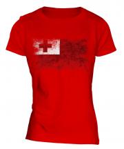 Tonga Distressed Flag Ladies T-Shirt