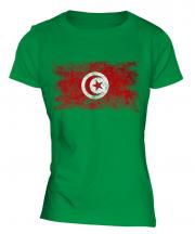 Tunisia Distressed Flag Ladies T-Shirt