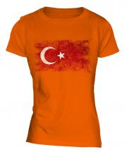 Turkey Distressed Flag Ladies T-Shirt
