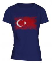 Turkey Distressed Flag Ladies T-Shirt
