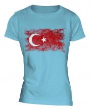 Turkey Distressed Flag Ladies T-Shirt