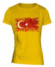 Turkey Distressed Flag Ladies T-Shirt