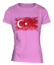 Turkey Distressed Flag Ladies T-Shirt