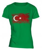 Turkey Distressed Flag Ladies T-Shirt