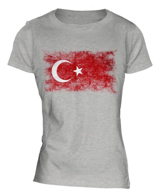 Turkey Distressed Flag Ladies T-Shirt