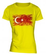 Turkey Distressed Flag Ladies T-Shirt