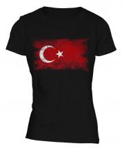 Turkey Distressed Flag Ladies T-Shirt