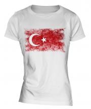 Turkey Distressed Flag Ladies T-Shirt