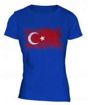 Turkey Distressed Flag Ladies T-Shirt
