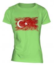 Turkey Distressed Flag Ladies T-Shirt