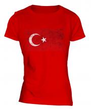 Turkey Distressed Flag Ladies T-Shirt