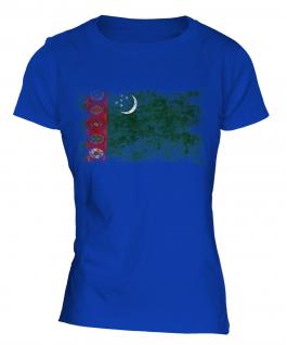 Turkmenistan Distressed Flag Ladies T-Shirt