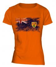 Turks And Caicos Islands Distressed Flag Ladies T-Shirt