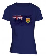 Turks And Caicos Islands Distressed Flag Ladies T-Shirt