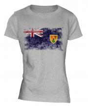 Turks And Caicos Islands Distressed Flag Ladies T-Shirt