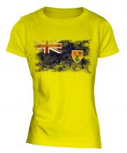 Turks And Caicos Islands Distressed Flag Ladies T-Shirt
