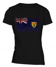 Turks And Caicos Islands Distressed Flag Ladies T-Shirt