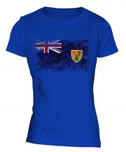 Turks And Caicos Islands Distressed Flag Ladies T-Shirt